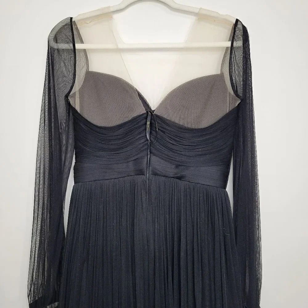 Cristallini Long Sleeve Silk Tulle Dress, Black L - Picture 7 of 12